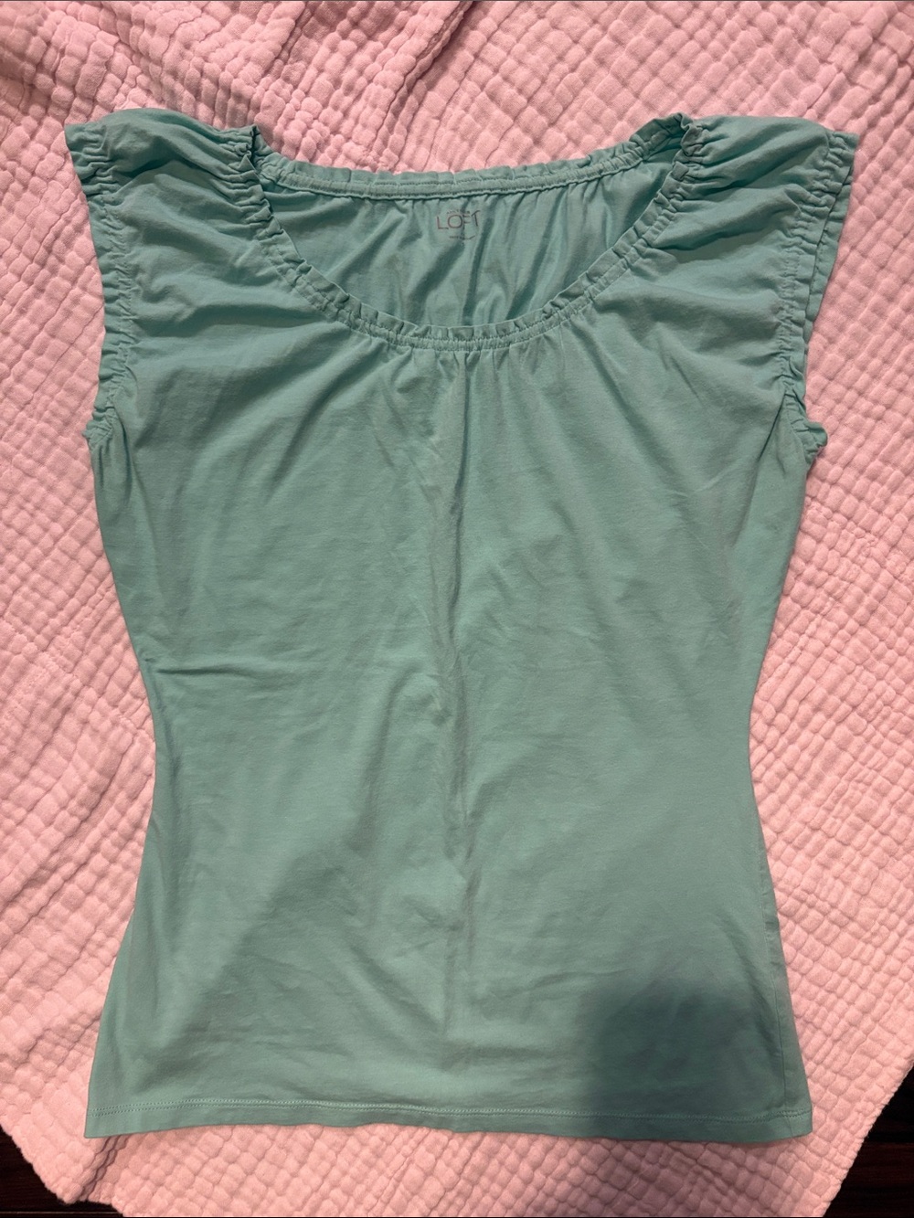 LOFT Light Blue Flutter Sleeve Women's Top